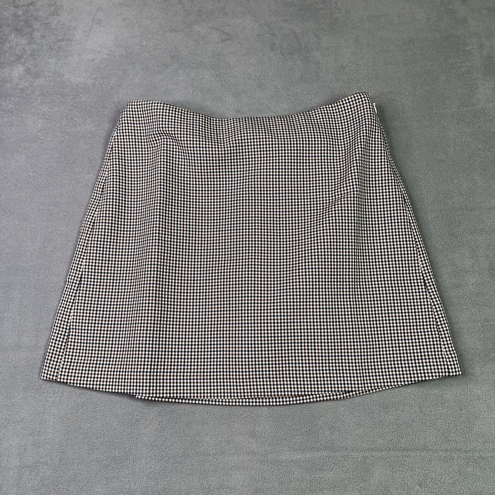 J.Crew Factory Skort Womens 2 Brown Houndstooth Check Stretch Mini‎ Side Zip